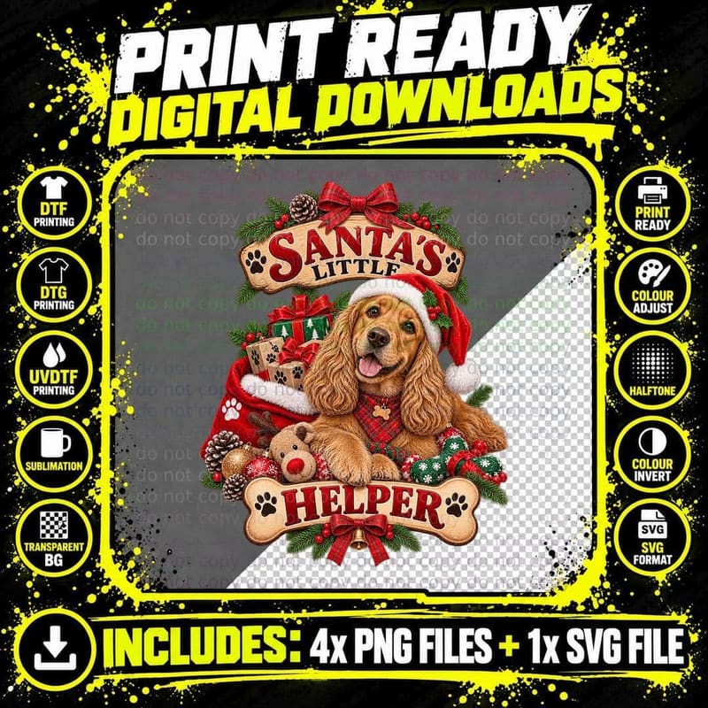 Cocker Spaniel Christmas Mum Favorite Child Matching Png SVG Digital Bundle