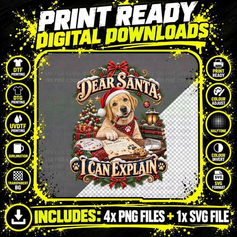 Labrador Christmas Dear Santa I Can Explain Funny Dog Png SVG Digital Bundle