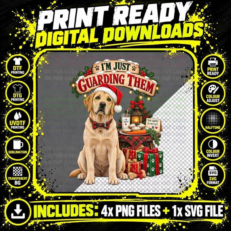 Labrador Christmas Mince Pies Funny Dog Lover Vintage Png SVG Digital Bundle
