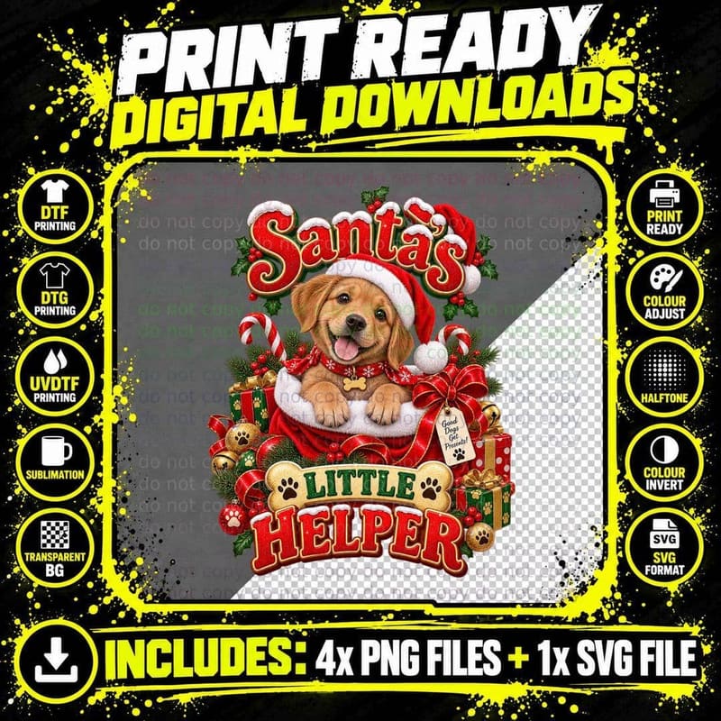 Puppy's First Christmas Cute Puppy Dog Lover Festive Png SVG Digital Bundle
