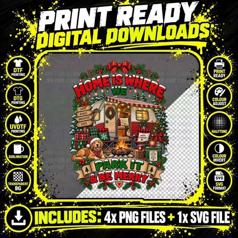 Caravan Christmas Ugly Sweater Camper Camping Fairy Png SVG Digital Bundle