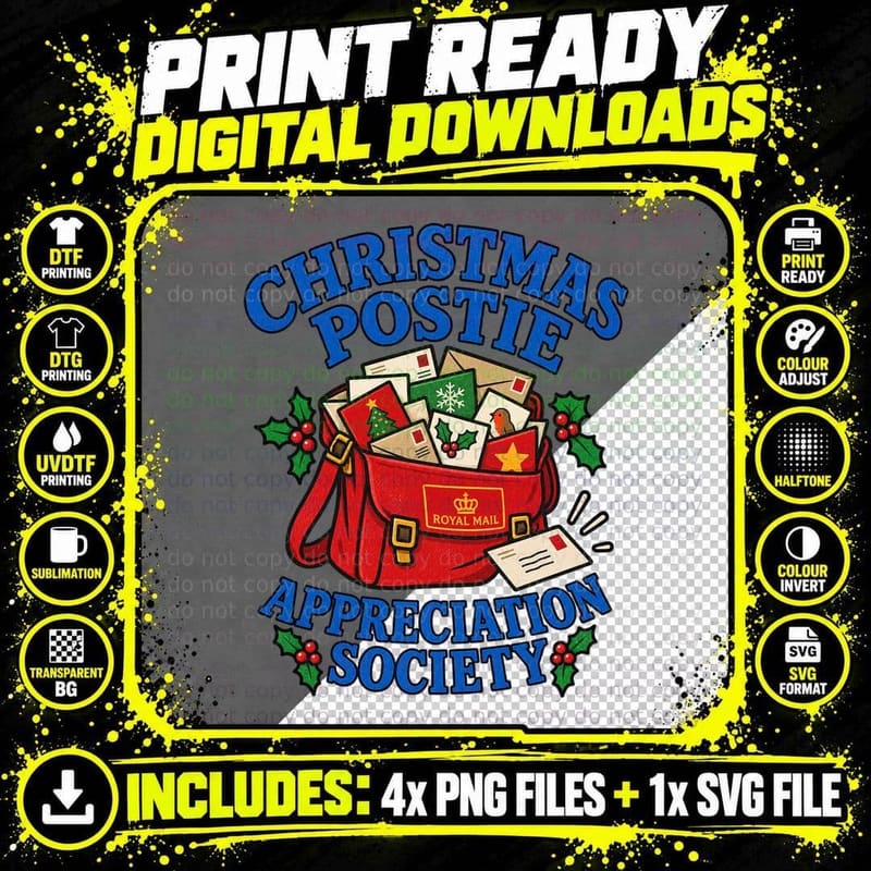 Christmas Postie Appreciation Society Postman Postal Worker Card Bag T-Shirt Png SVG Digital Bundle