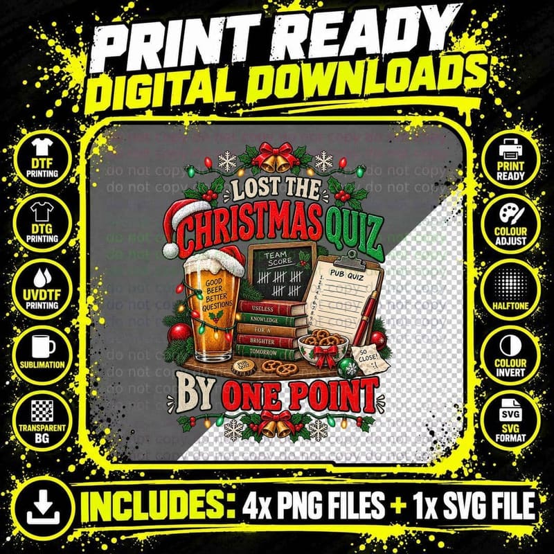 Christmas Pub Quiz Ugly Sweater Trivia Team Quiz Night Png SVG Digital Bundle