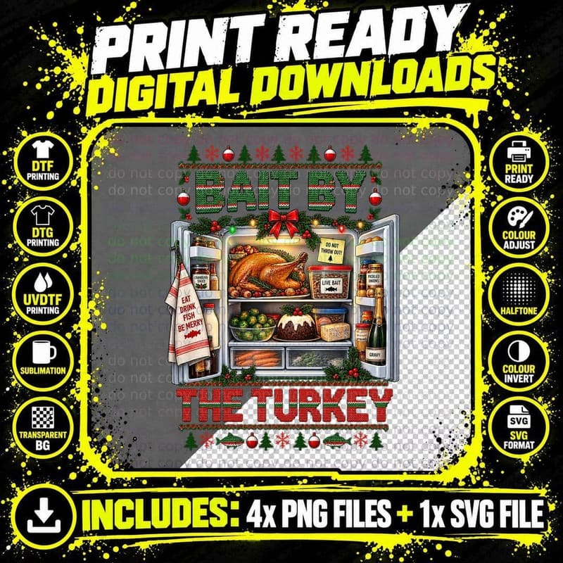 Fishing Bait Christmas Angler Fisherman Funny Ugly Png SVG Digital Bundle