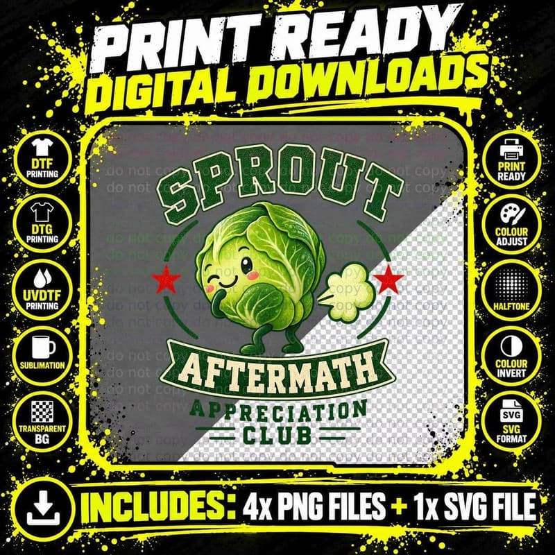 Sprout Aftermath Appreciation Club Funny Christmas Fart Brussels Dinner T-Shirt Png SVG Digital Bundle