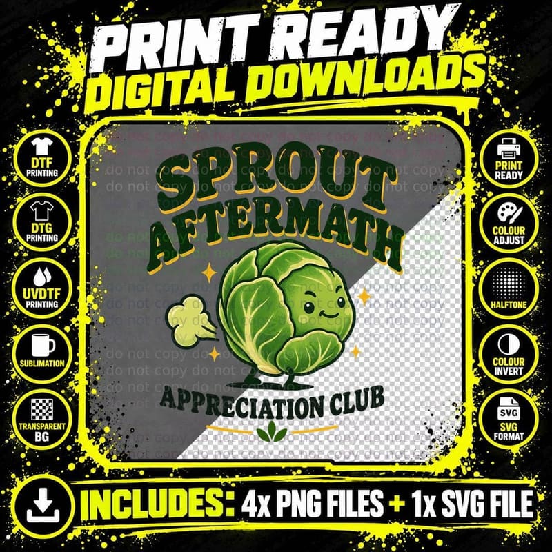Sprout Aftermath Appreciation Club Farting Brussels Christmas Dinner T-Shirt Png SVG Digital Bundle
