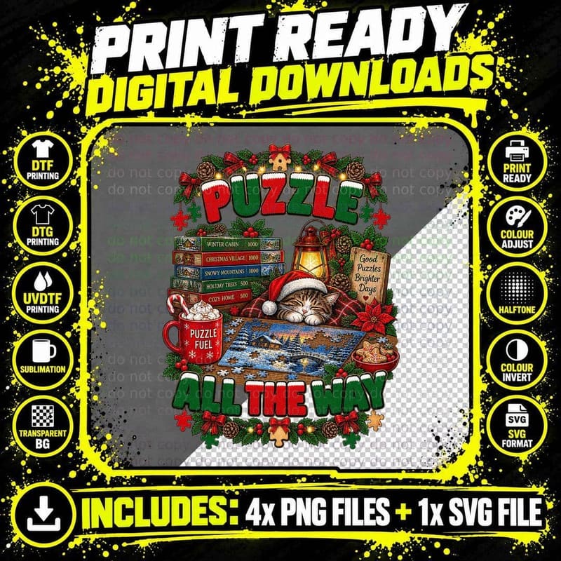 Jigsaw Christmas Ugly Sweater Puzzle Grandma Mince Pie Png SVG Digital Bundle