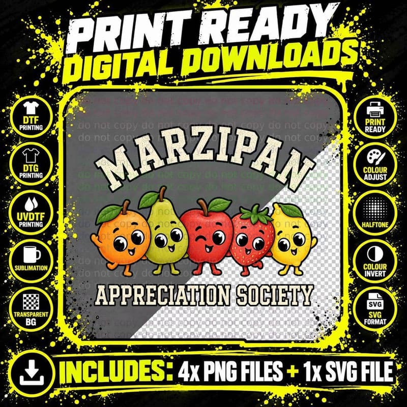Marzipan Appreciation Society Christmas Fruit Sweets Cute Vintage Retro T-Shirt Png SVG Digital Bundle