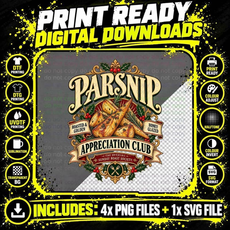 Parsnip Appreciation Club Roasted Golden Honey Glazed Christmas Roast T-Shirt Png SVG Digital Bundle