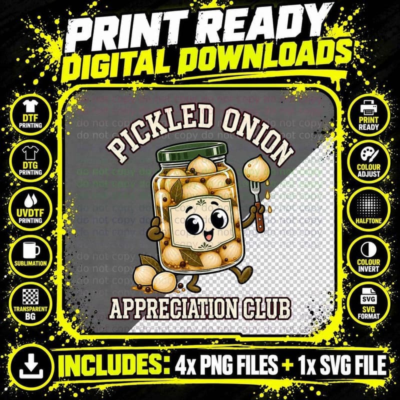Pickled Onion Appreciation Club Jar Character Christmas Pickle Lover T-Shirt Png SVG Digital Bundle