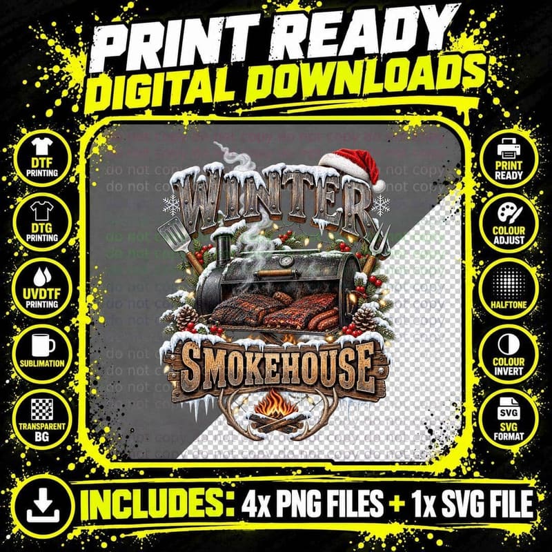 Smoked Turkey Or Nothing Christmas Smoker BBQ Pitmaster Png SVG Digital Bundle