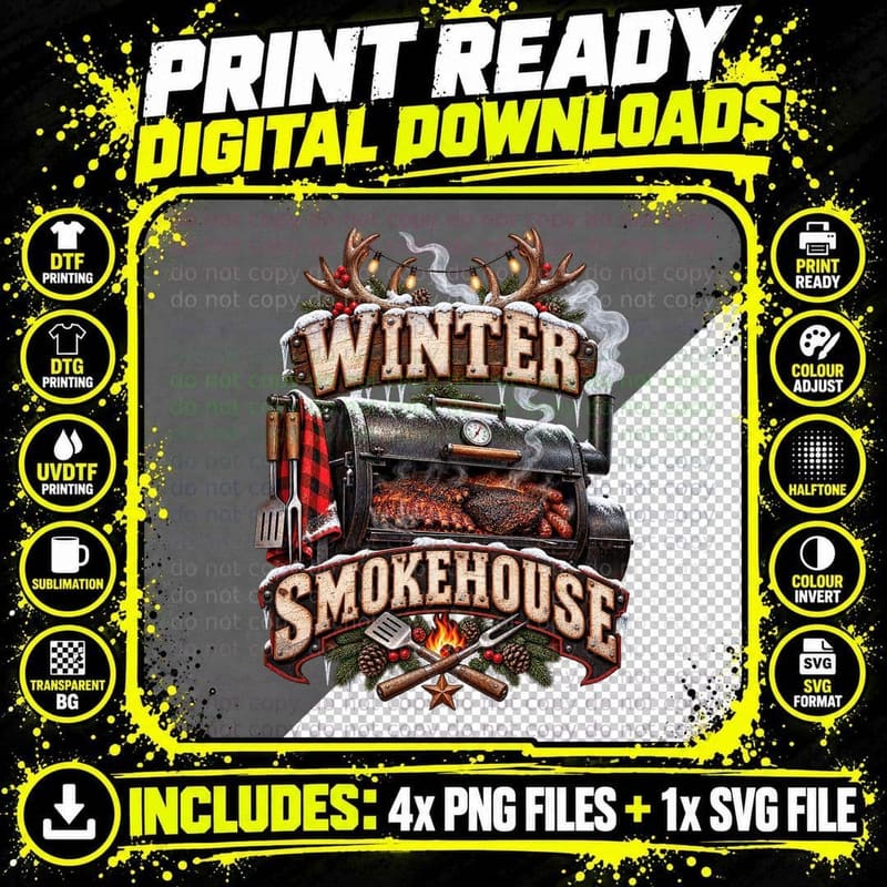 Smoked Turkey Or Nothing Christmas Smoker BBQ Pitmaster Png SVG Digital Bundle