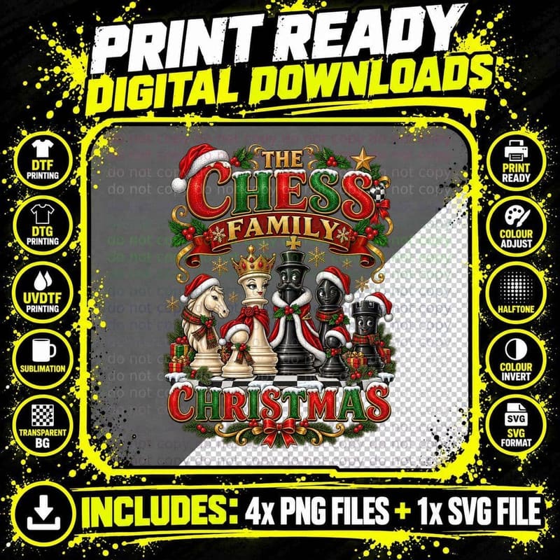 The Chess Family Christmas Chess Player Christmas Ugly Png SVG Digital Bundle