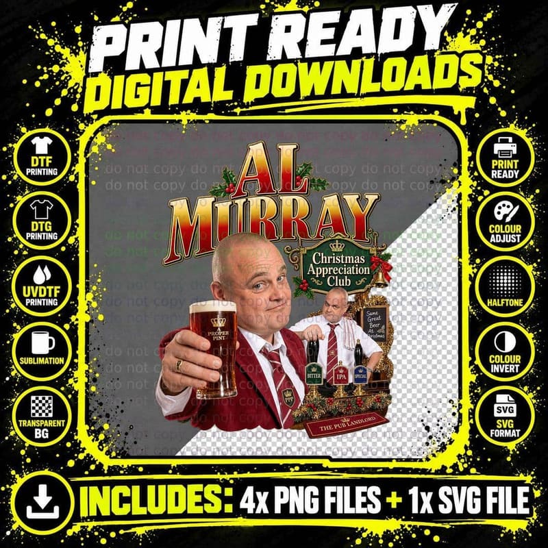 Al The Pub Landlord Christmas Appreciation Club Pint British Comedian T-Shirt Png SVG Digital Bundle