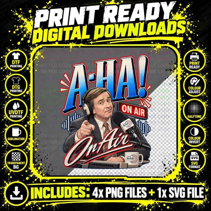 Alan Partridge A-Ha Radio Norwich UK Retro Comedy Png SVG Digital Bundle