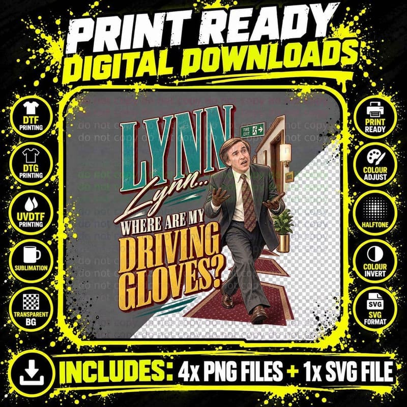 Alan Partridge Driving Gloves Travel Tavern Retro Comedy Png SVG Digital Bundle