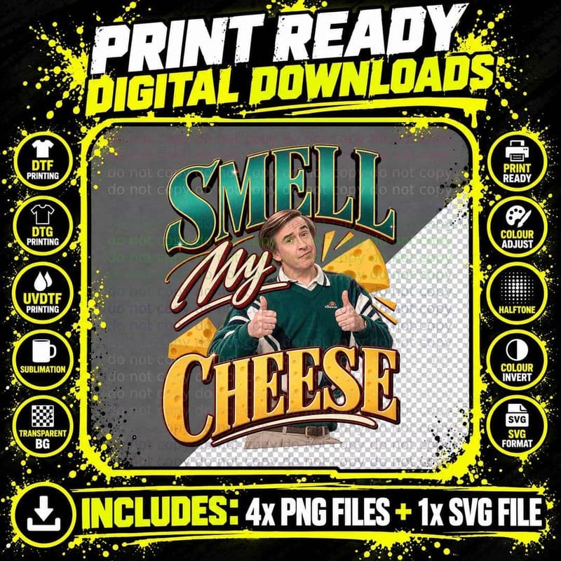 Alan Partridge Smell My Cheese Sports Casual Retro Png SVG Digital Bundle