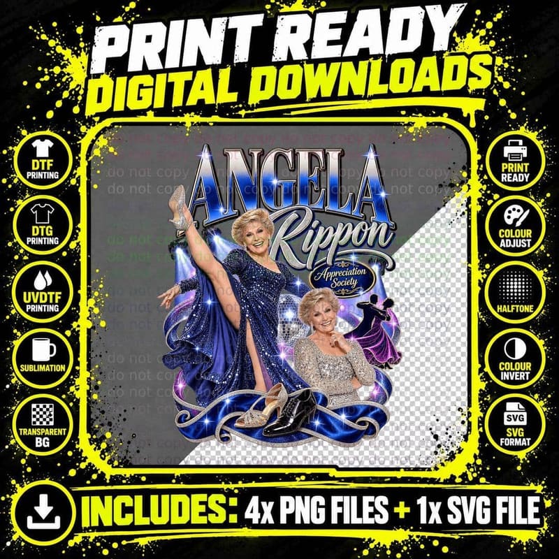 Angela Appreciation Society Newsreader Ballroom Dancing High Kick Sequin T-Shirt Png SVG Digital Bundle