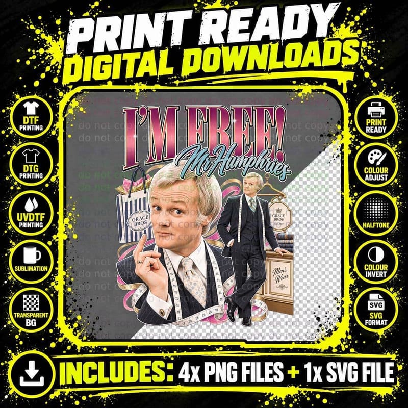Are You Being Served Mr Humphries Vintage I'm Free Png SVG Digital Bundle