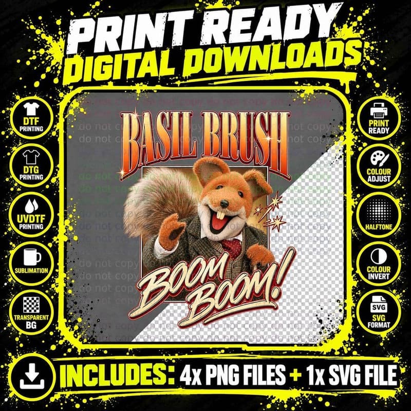 Boom Boom Puppet Fox Tweed Jacket Retro 70s British Kids TV Comedy T-Shirt Png SVG Digital Bundle
