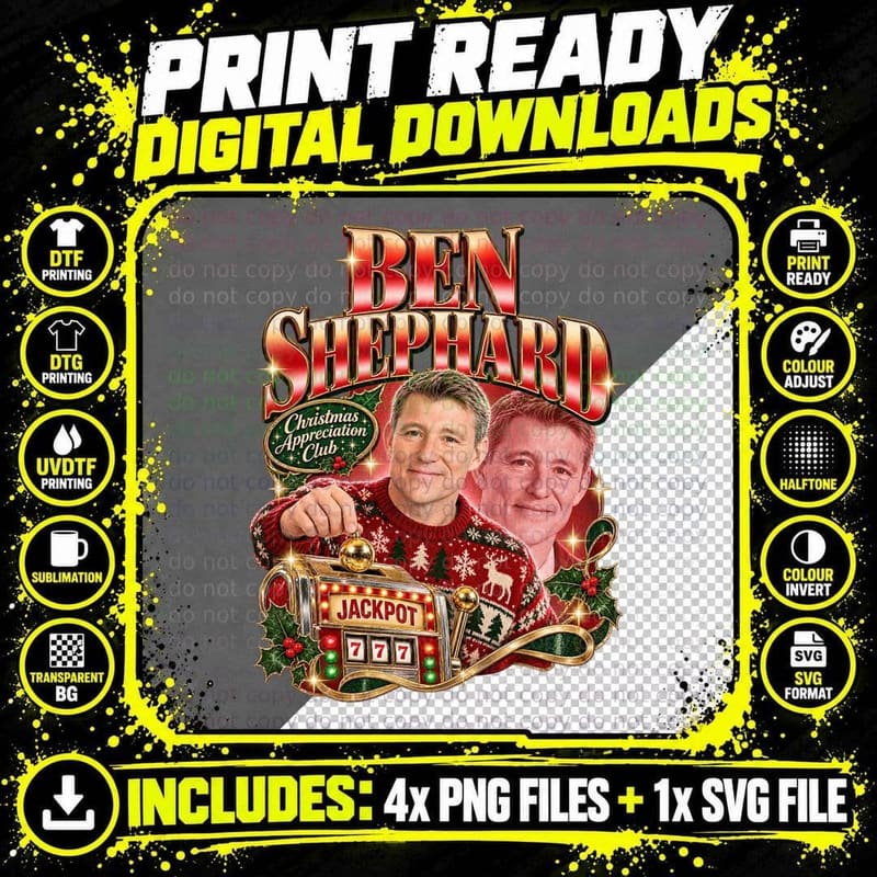 Ben Christmas Appreciation Club Jackpot TV Presenter Xmas Jumper Quiz T-Shirt Png SVG Digital Bundle