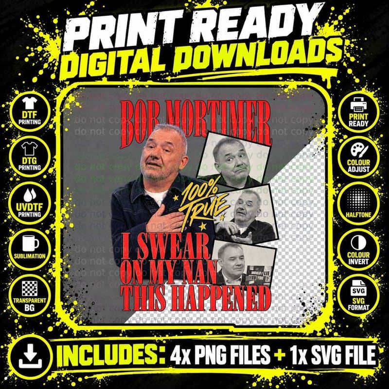 Bob Mortimer Would I Lie to You Retro Magazine Collage Png SVG Digital Bundle