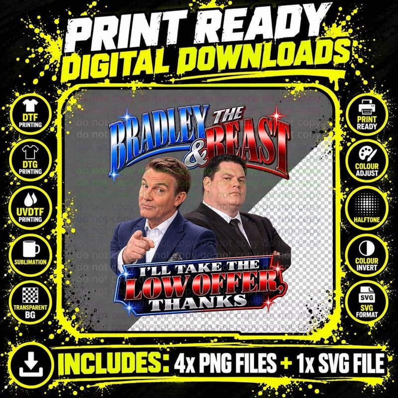 Bradley Walsh The Beast The Chase Retro VHS Game Show Png SVG Digital Bundle