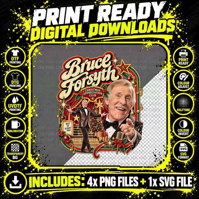 Bruce Christmas Appreciation Club Sequin Jacket Showbiz Legend Vintage T-Shirt Png SVG Digital Bundle