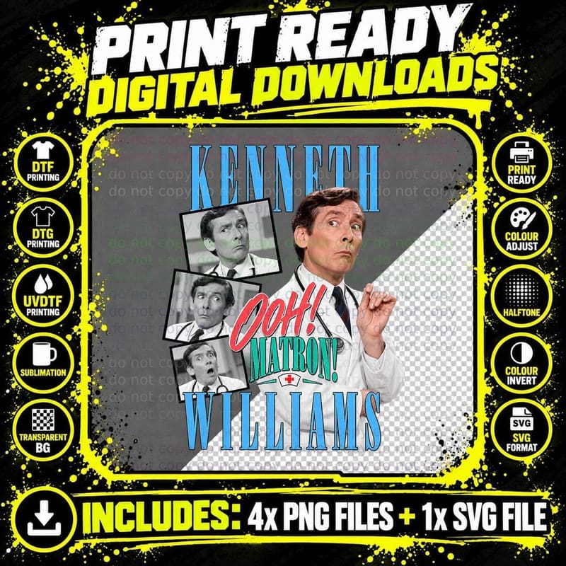 Carry On Kenneth Williams Ooh Matron British Comedy Png SVG Digital Bundle