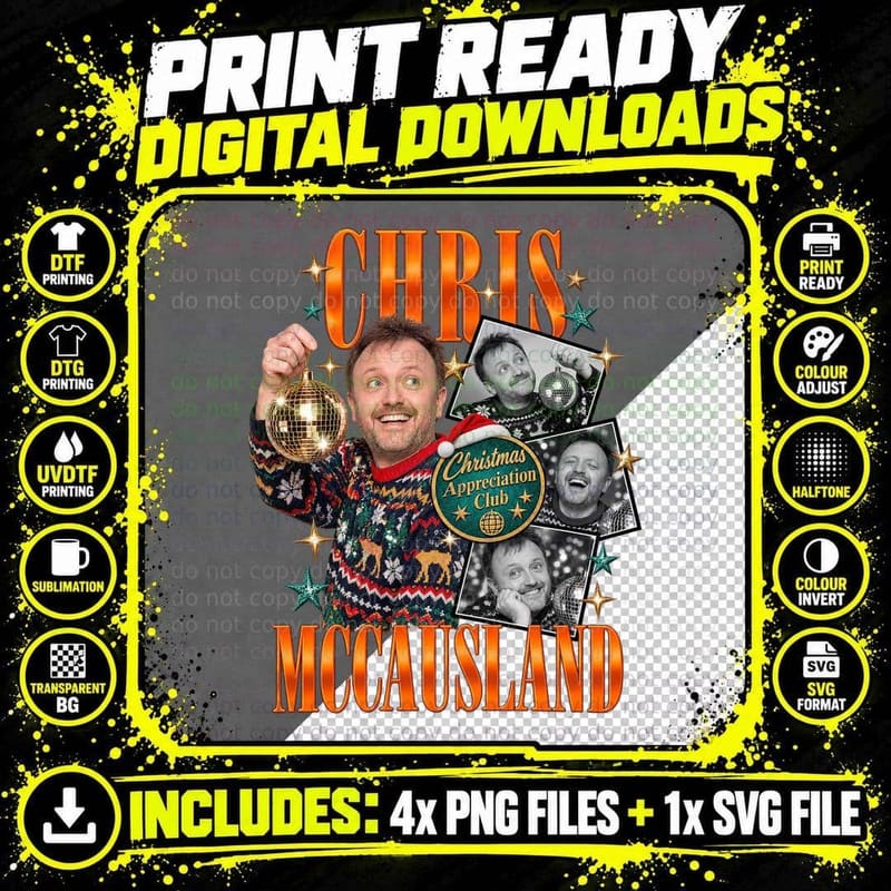 Chris Christmas Appreciation Club Comedian Disco Ball Xmas Jumper Retro T-Shirt Png SVG Digital Bundle
