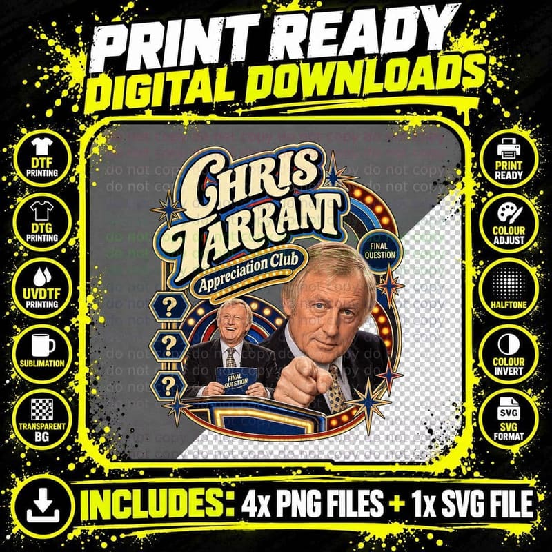 Chris Final Question Quiz Show Host Appreciation Club British TV Retro T-Shirt Png SVG Digital Bundle