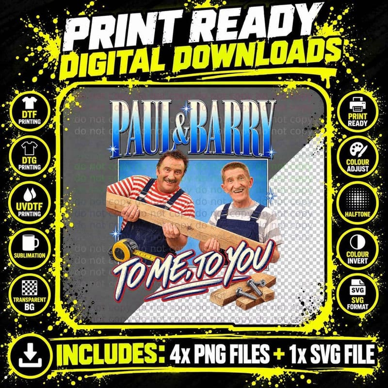 Paul And Barry To Me To You Comedy Double Act Retro Kids TV Vintage T-Shirt Png SVG Digital Bundle