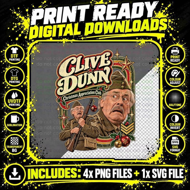 Clive Lance Corporal Jones Christmas Appreciation Club Home Guard Sitcom T-Shirt Png SVG Digital Bundle