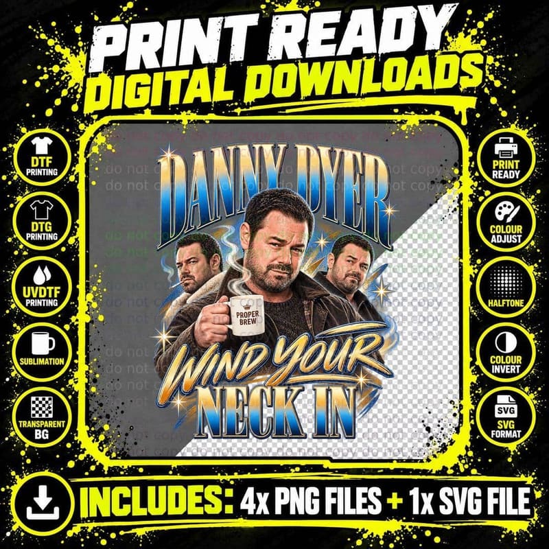 Danny Wind Your Neck In Proper Brew Cockney Geezer British Actor Retro T-Shirt Png SVG Digital Bundle
