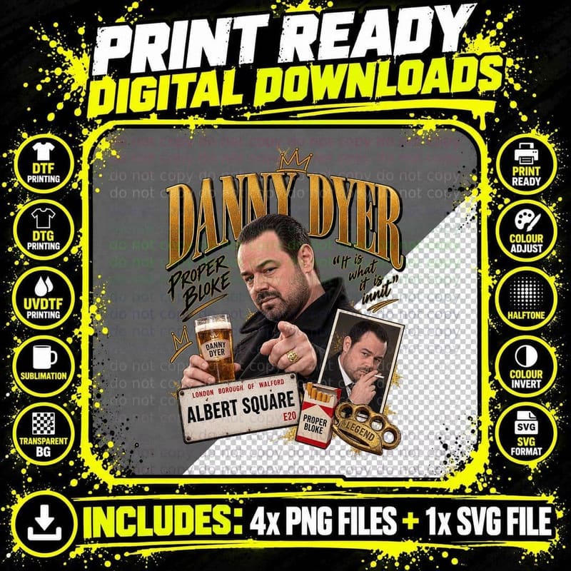 Danny Dyer Retro Magazine Collage Proper Naughty British Png SVG Digital Bundle