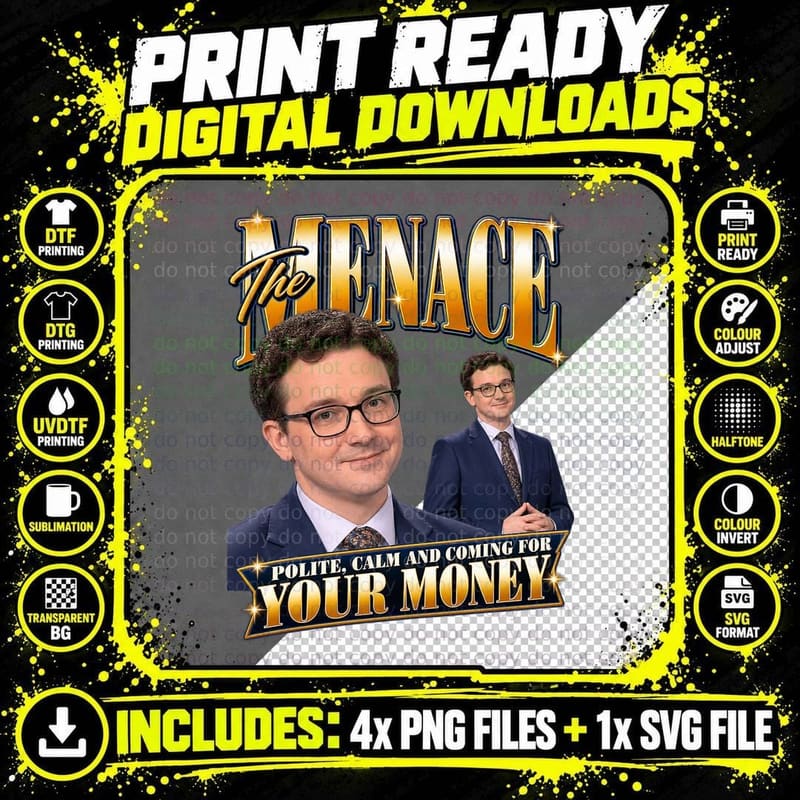 Darragh Ennis The Menace The Chase Retro VHS Game Show Png SVG Digital Bundle