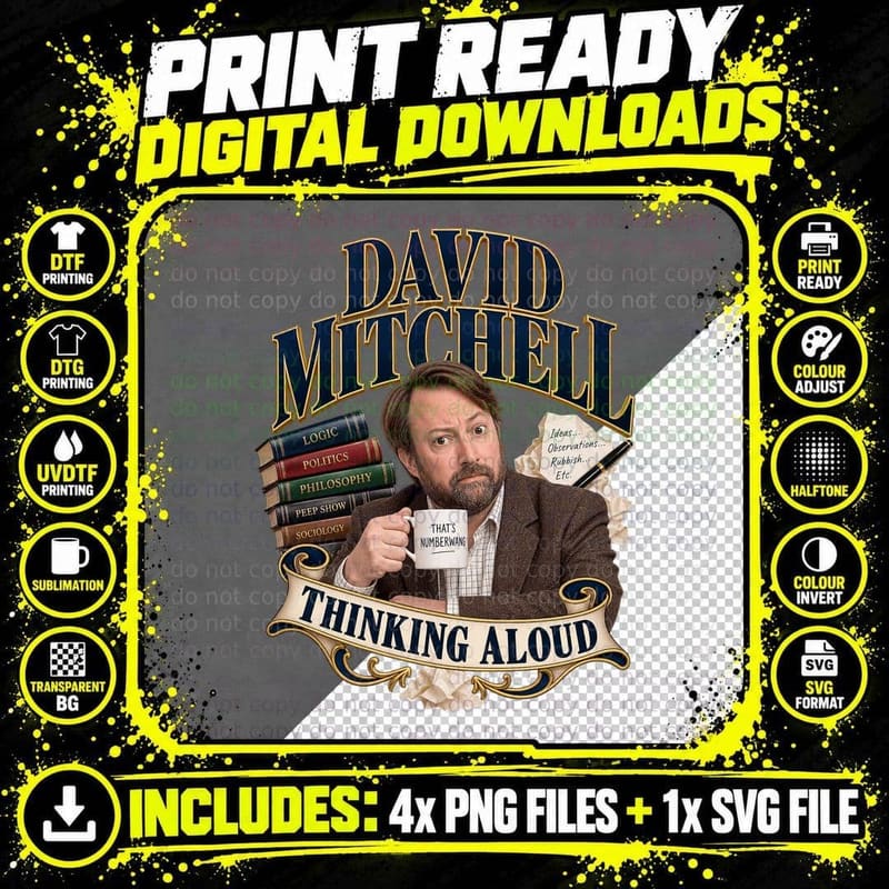 David Mitchell Peep Show British Comedy Society Retro Png SVG Digital Bundle