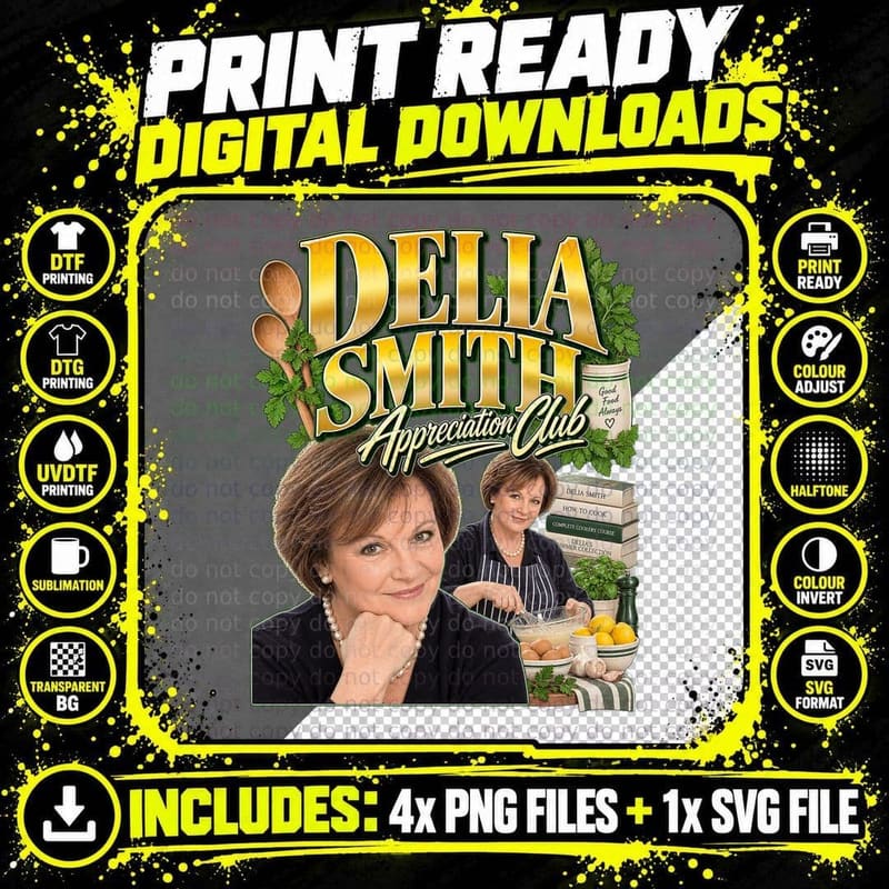 Delia Appreciation Society Cookery Queen Cookbook Kitchen British Chef T-Shirt Png SVG Digital Bundle