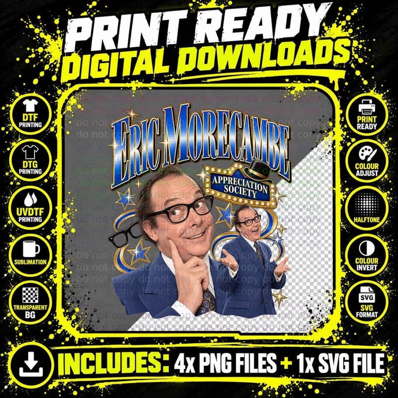Eric Appreciation Society Comedy Double Act Legend Glasses Retro 70s TV T-Shirt Png SVG Digital Bundle