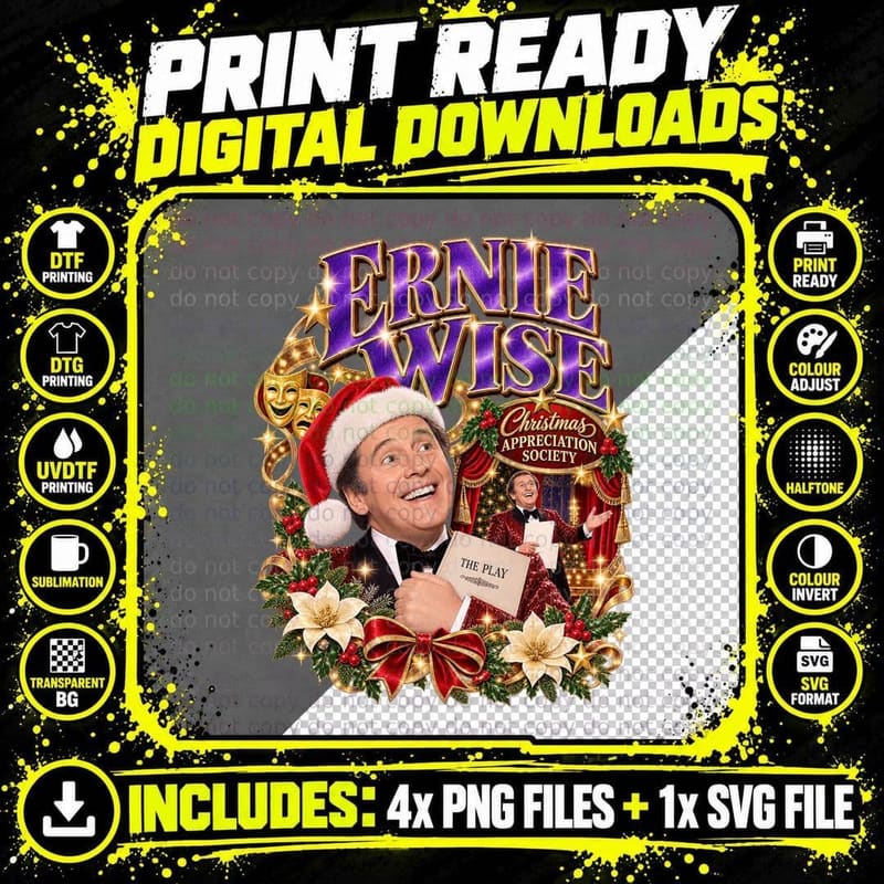 Ernie Wise Christmas Vintage Morecambe and Wise British Png SVG Digital Bundle