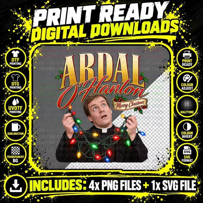 Father Ted Ardal O'Hanlon Christmas Vintage Irish Comedy Png SVG Digital Bundle