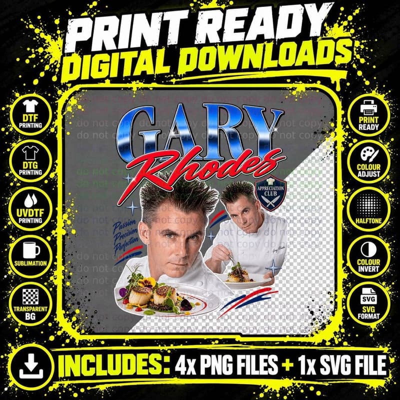 Gary Appreciation Club Spiky Hair 90s Chef Passion Precision Perfection T-Shirt Png SVG Digital Bundle