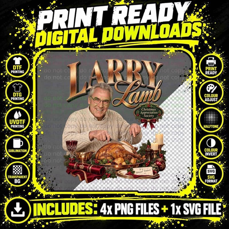 Gavin and Stacey Larry Lamb Christmas Vintage British Png SVG Digital Bundle