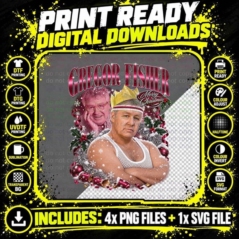 Gregor Merry Christmas String Vest Paper Crown Glasgow Sitcom Comedy T-Shirt Png SVG Digital Bundle