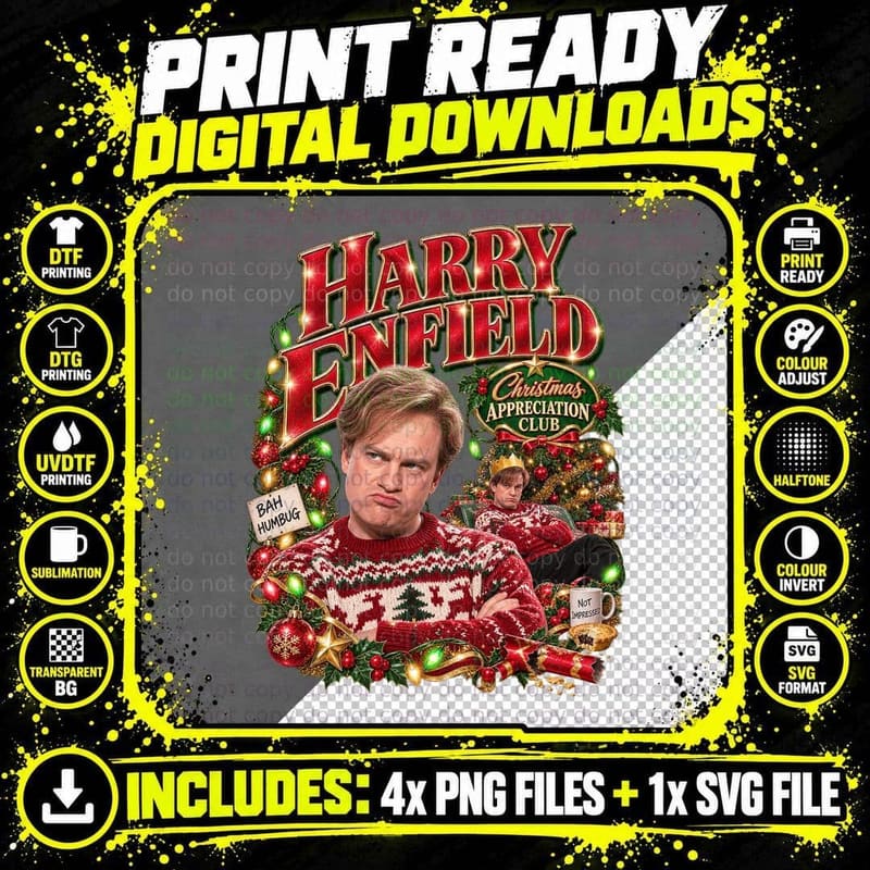 Harry Christmas Appreciation Club Bah Humbug Grumpy Teenager Kevin T-Shirt Png SVG Digital Bundle