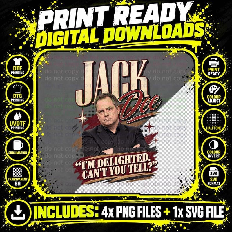 Jack I'm Delighted Can't You Tell Deadpan Sarcastic Comedian Retro T-Shirt Png SVG Digital Bundle