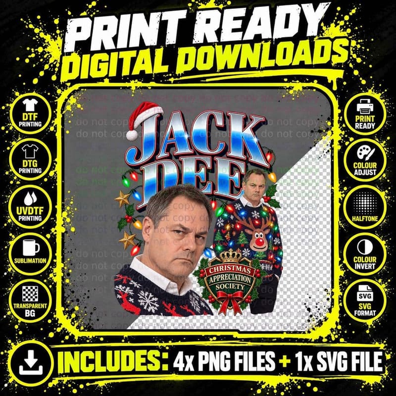 Jack Christmas Appreciation Society Reindeer Jumper Deadpan Comedian T-Shirt Png SVG Digital Bundle