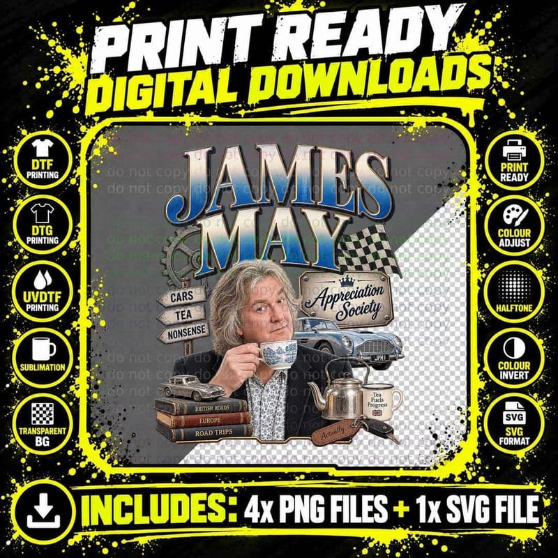 James Appreciation Society Cars Tea Nonsense Classic Car Road Trips T-Shirt Png SVG Digital Bundle