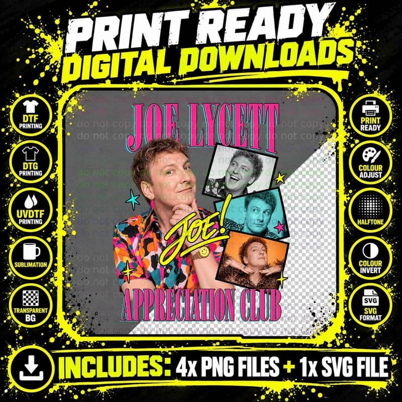 Joe Lycett Appreciation Club Comedy Colourful Vintage Png SVG Digital Bundle