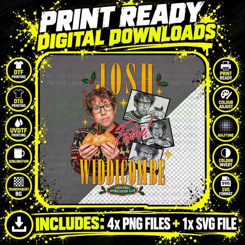 Josh Widdicombe Christmas Pasty Retro Celebrity British Png SVG Digital Bundle